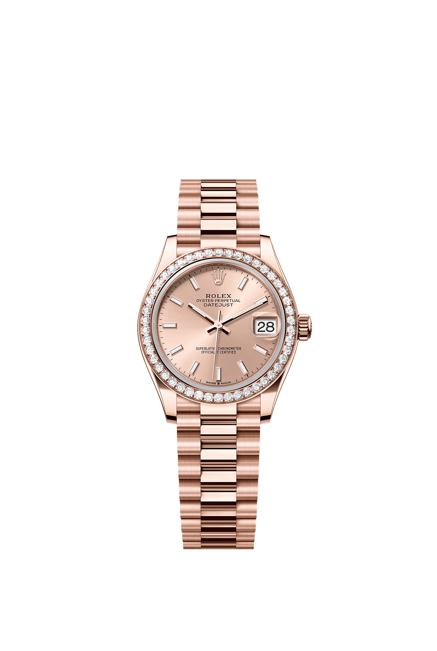 Datejust 31, Oyster, 31 mm, Everose gold and diamonds, Dial : Rosé-colour, Rolex