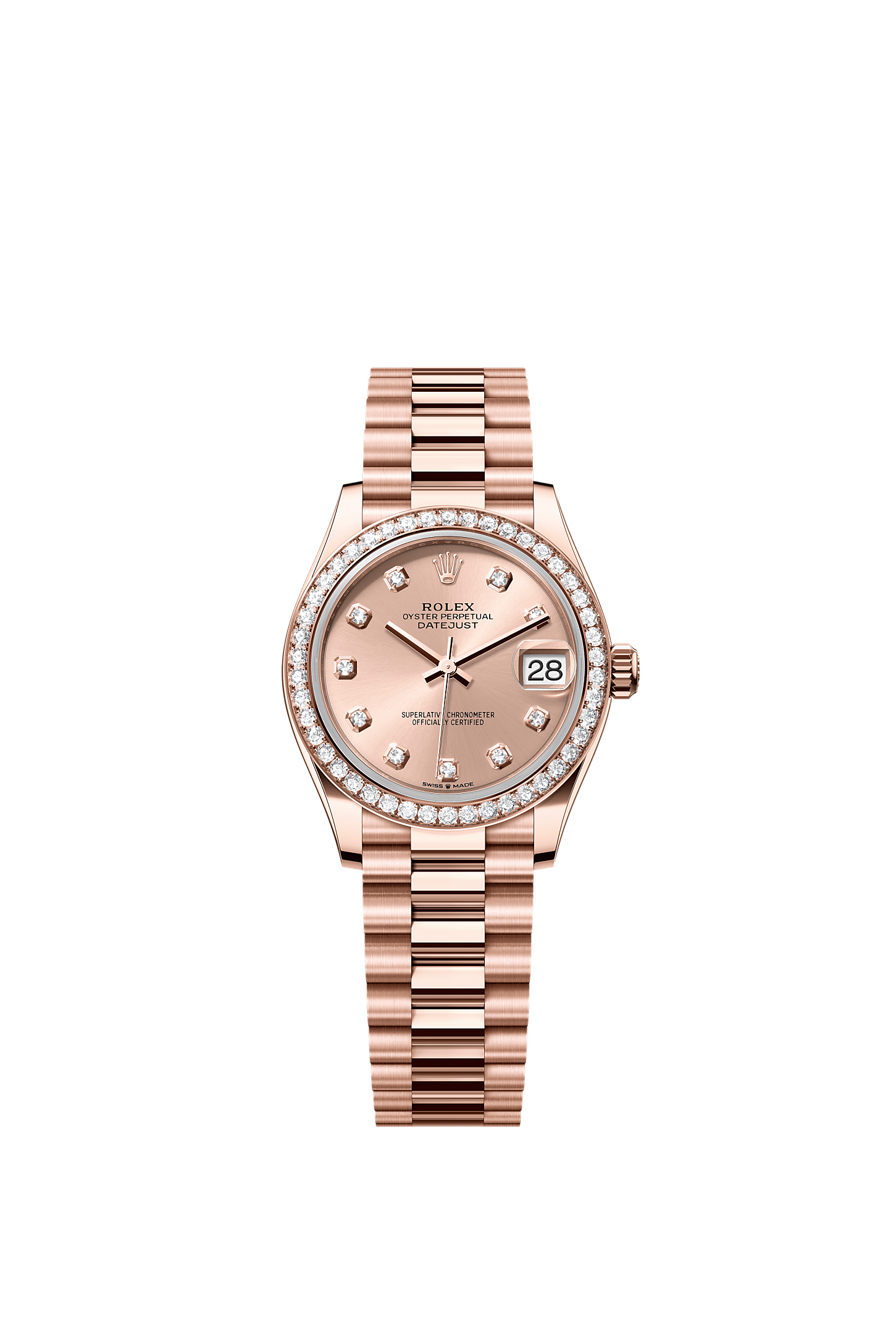 Datejust 31, Oyster, 31 mm, Everose gold and diamonds, Dial : Rosé-colour set with diamonds, Rolex