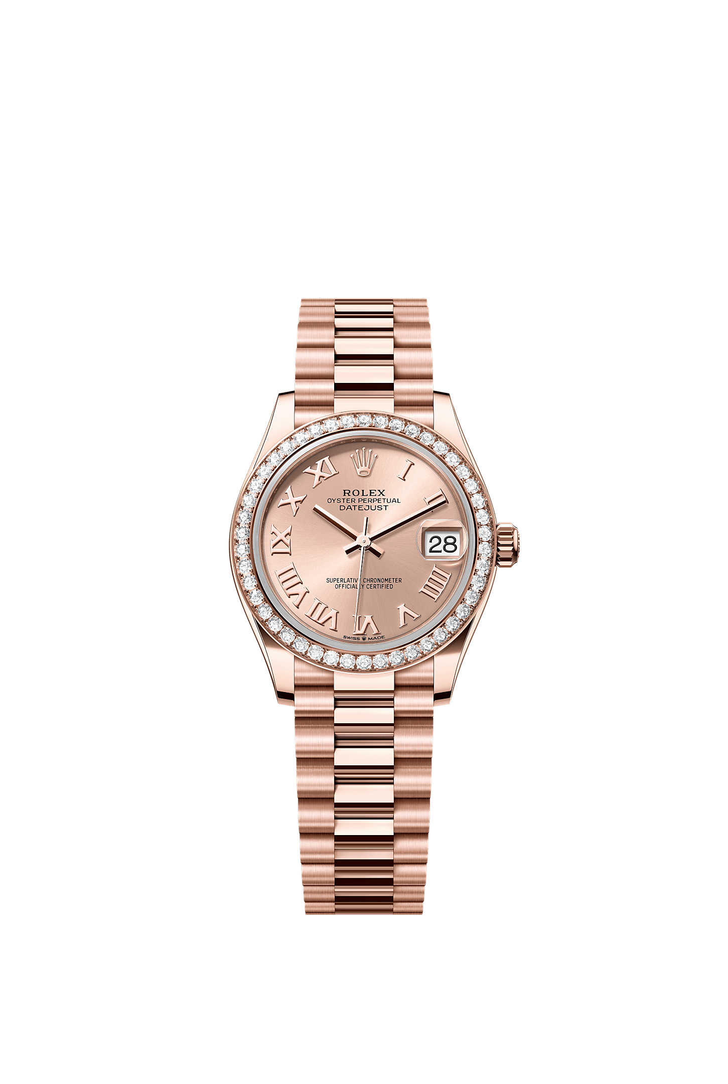Datejust 31, Oyster, 31 mm, Everose gold and diamonds, Dial : Rosé-colour, Rolex