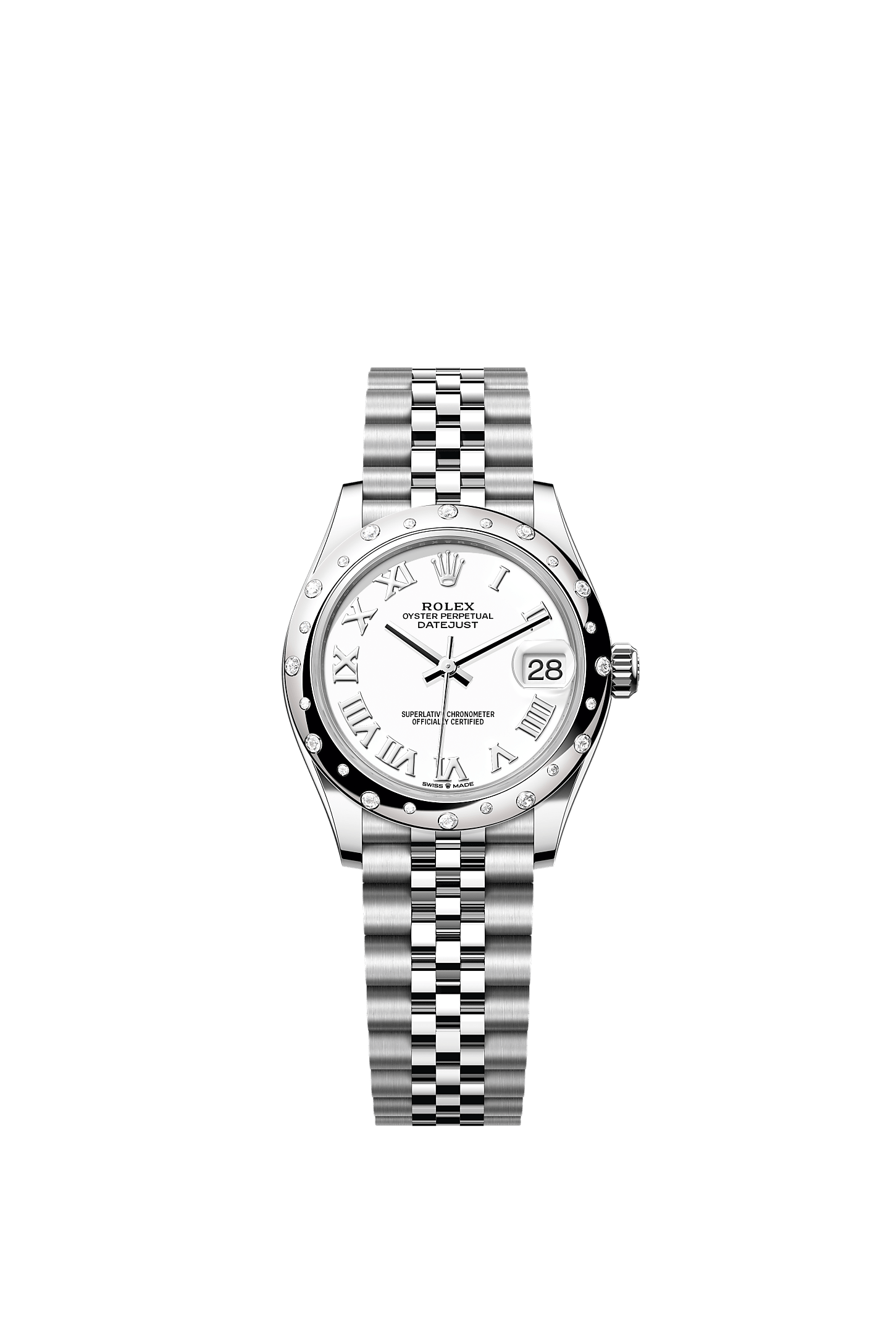 Datejust 31, Oyster, 31 mm, Oystersteel, white gold and diamonds, Dial : White, Rolex