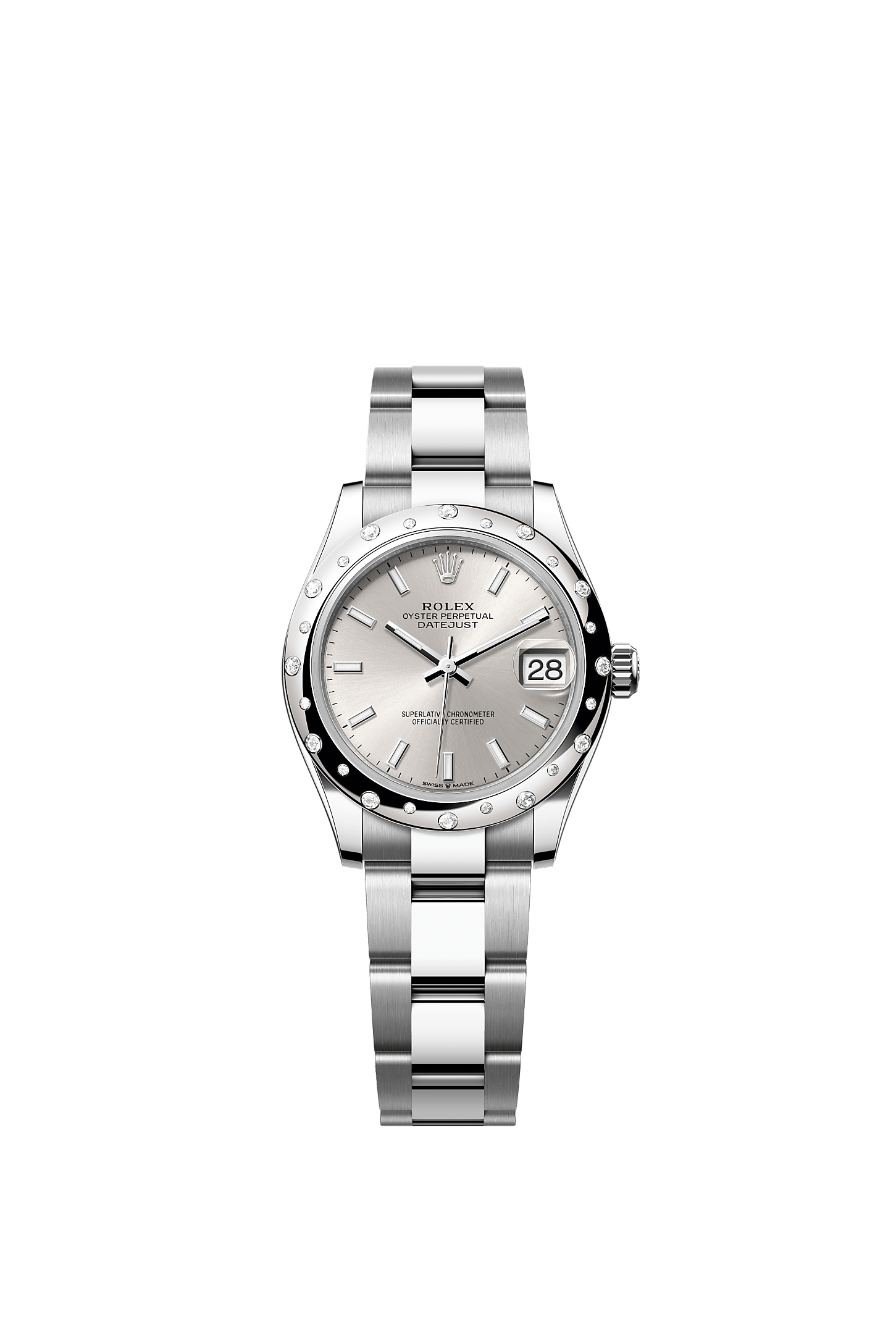 Datejust 31, Oyster, 31 mm, Oystersteel, white gold and diamonds, Dial : Silver, Rolex