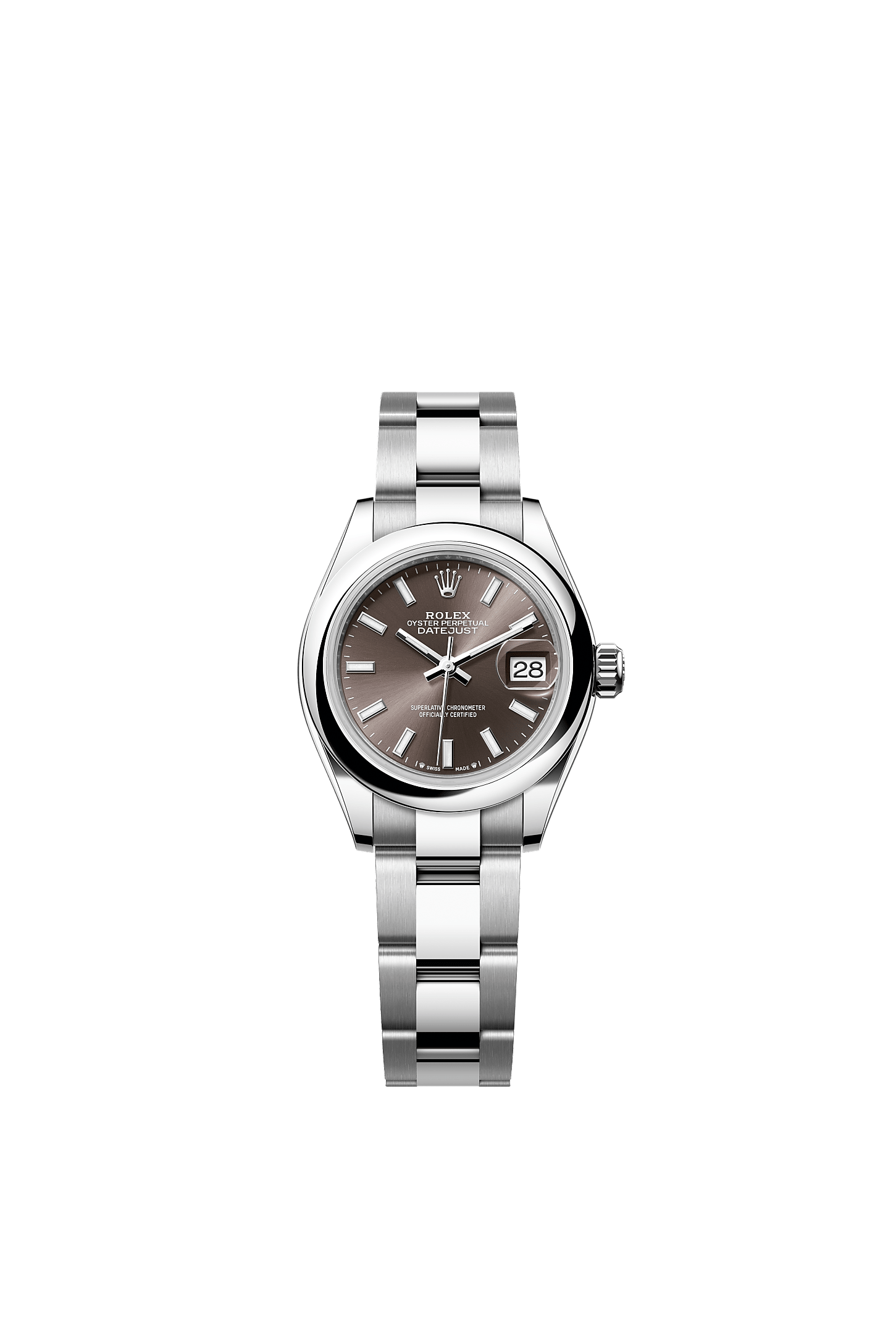 Lady-Datejust, Oyster, 28 mm, Oystersteel, Dial : Dark grey, Rolex