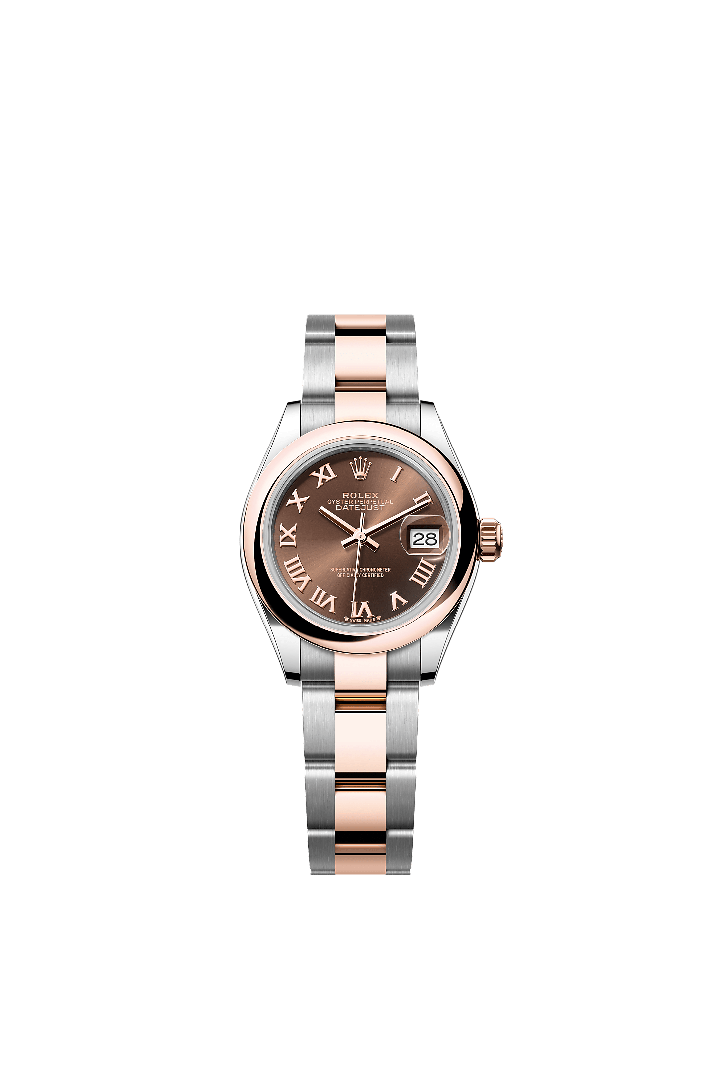 Lady-Datejust, Oyster, 28 mm, Oystersteel and Everose gold, Dial : Chocolate, Rolex
