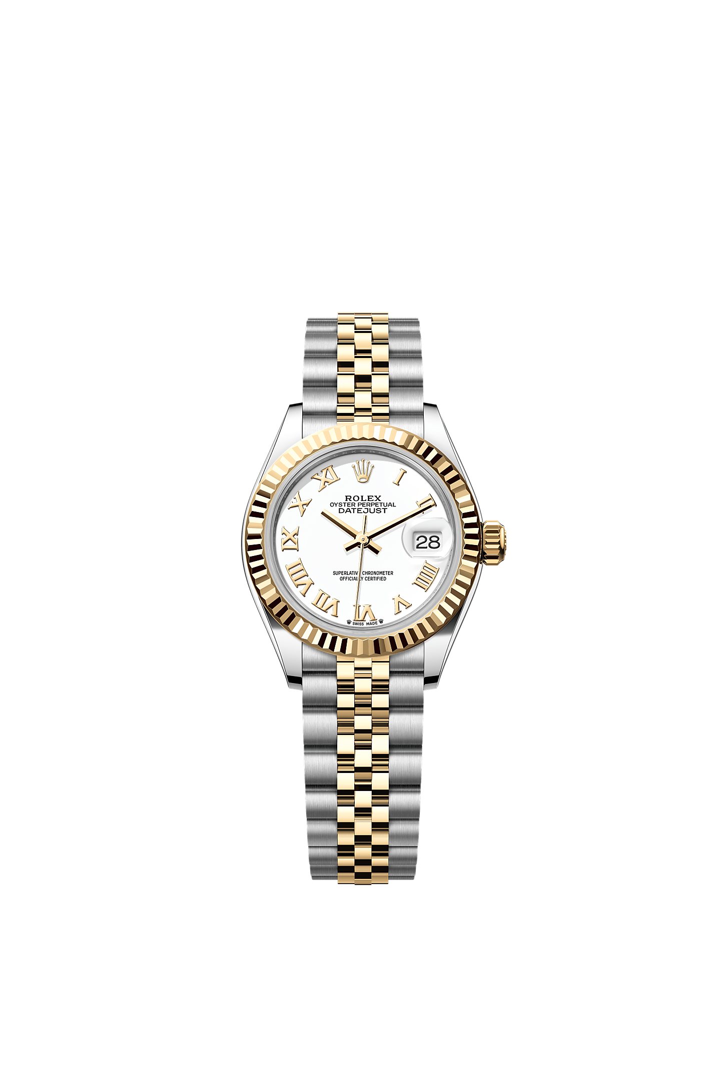 Lady-Datejust, Oyster, 28 mm, Oystersteel and yellow gold, Dial : White, Rolex