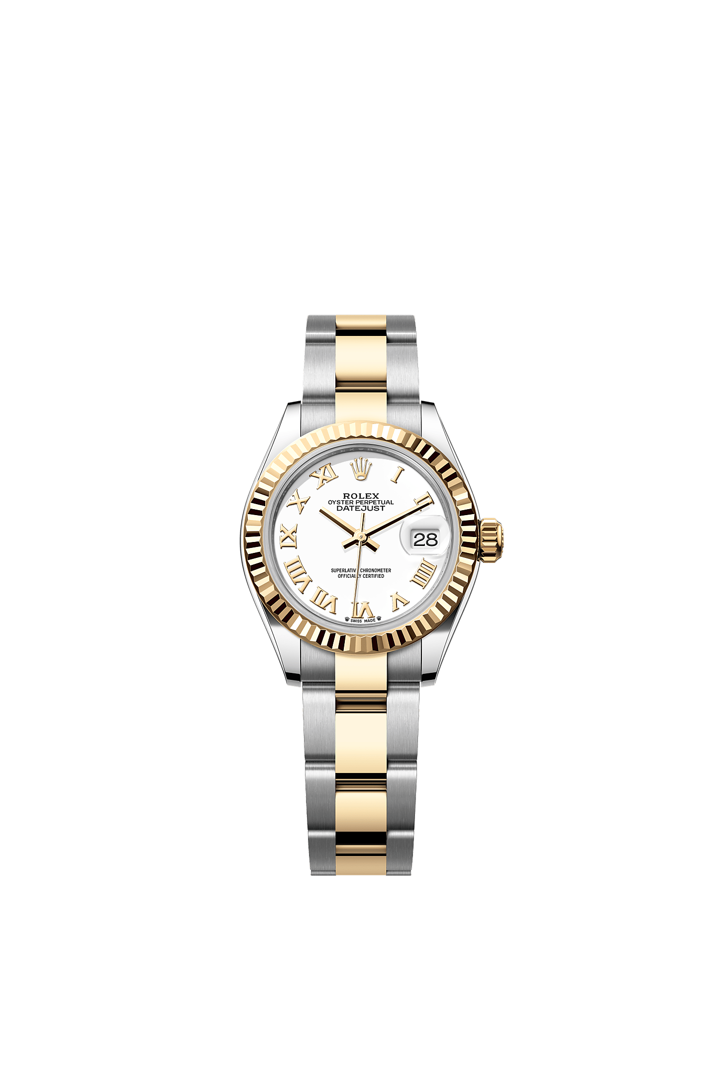 Lady-Datejust, Oyster, 28 mm, Oystersteel and yellow gold, Dial : White, Rolex