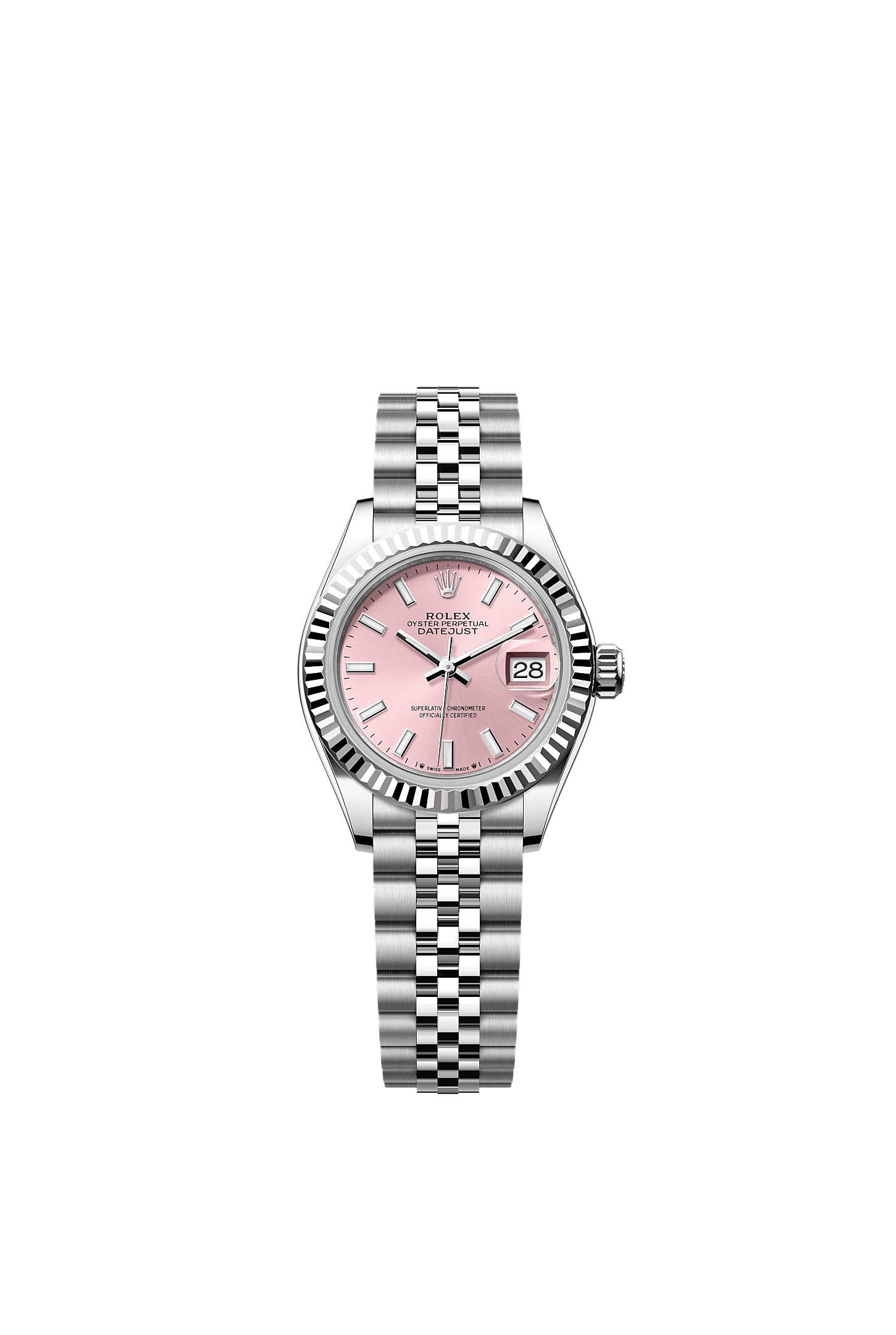 Lady-Datejust, Oyster, 28 mm, Oystersteel and white gold, Dial : Pink, Rolex