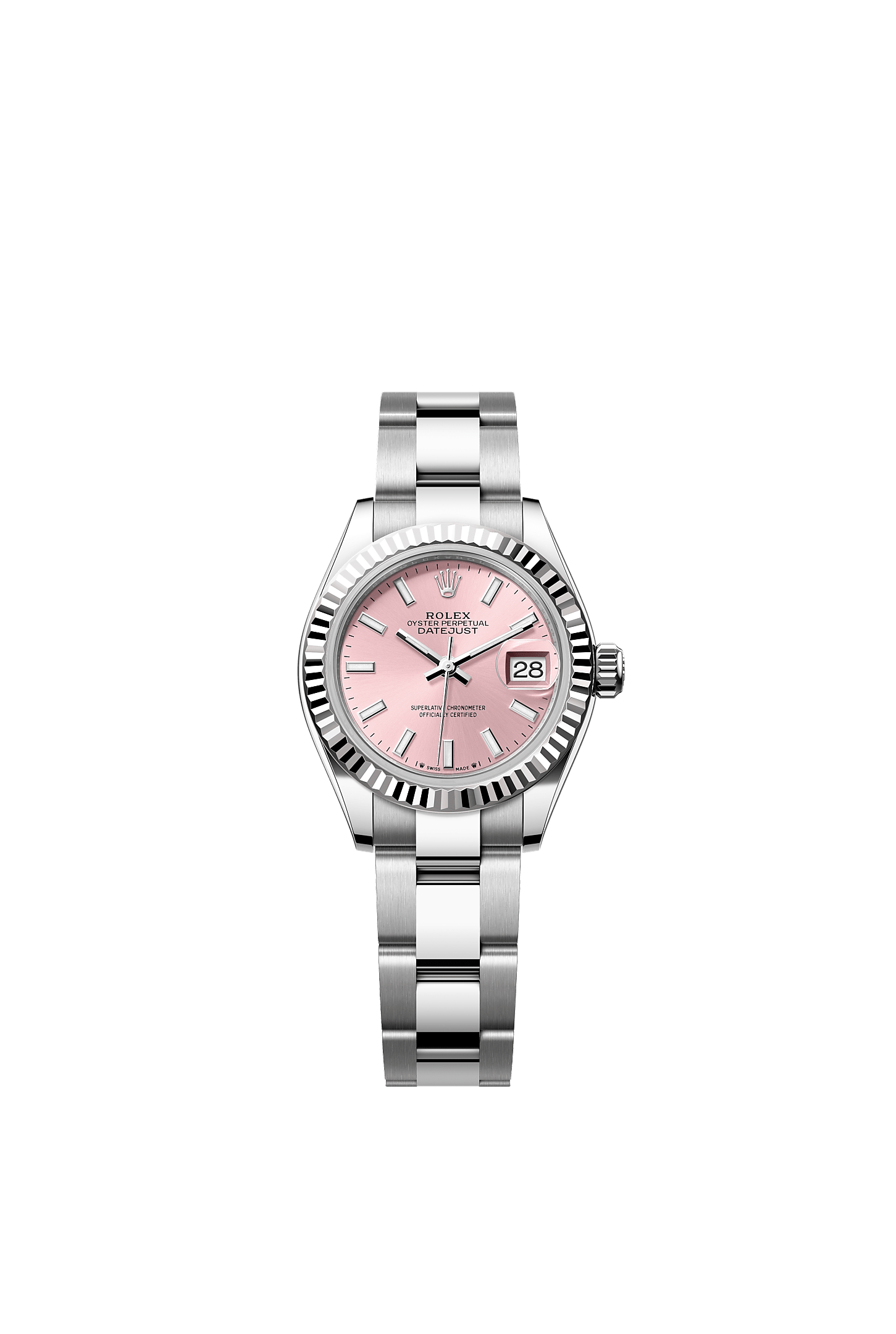 Lady-Datejust, Oyster, 28 mm, Oystersteel and white gold, Dial : Pink, Rolex