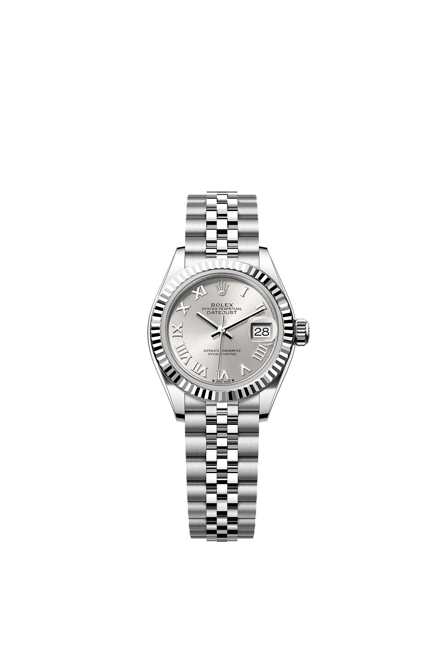 Lady-Datejust, Oyster, 28 mm, Oystersteel and white gold, Dial : Silver, Rolex