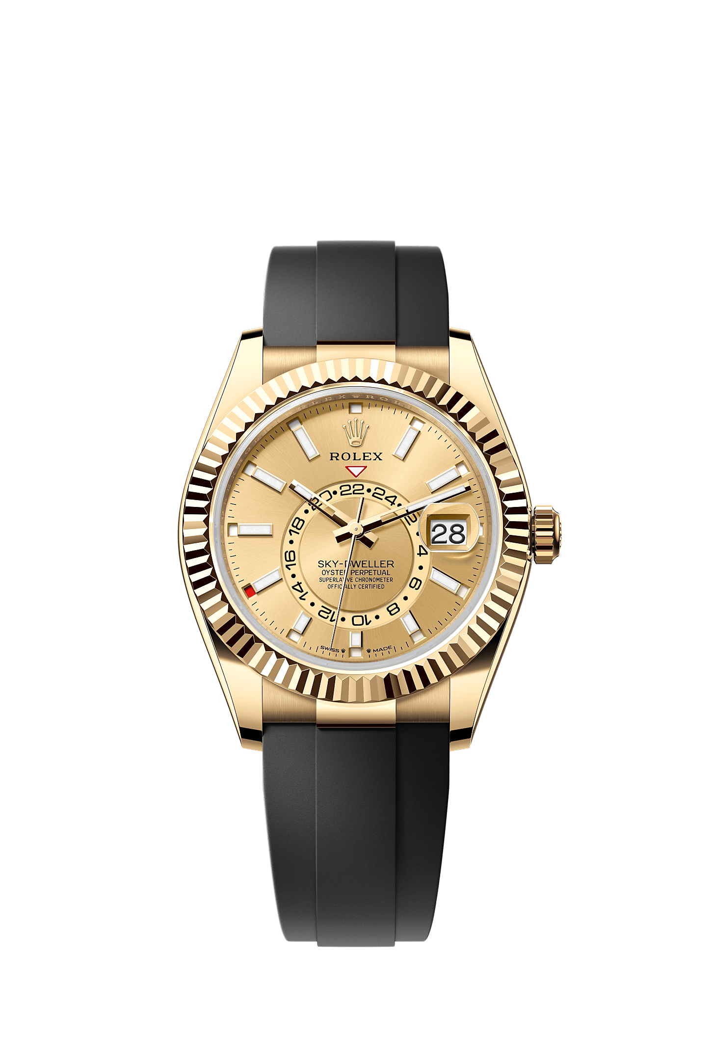 Sky-Dweller, Oyster, 42 mm, yellow gold, Dial : Champagne-colour, Rolex