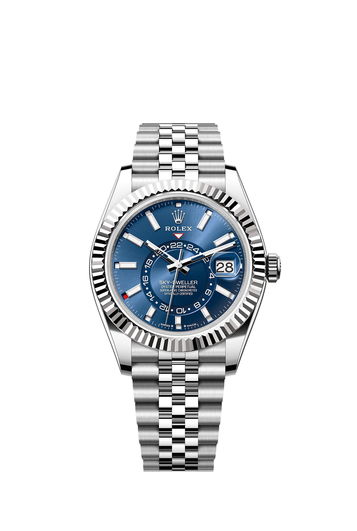 Sky-Dweller, Oyster, 42 mm, Oystersteel and white gold, Dial : Bright blue, Rolex