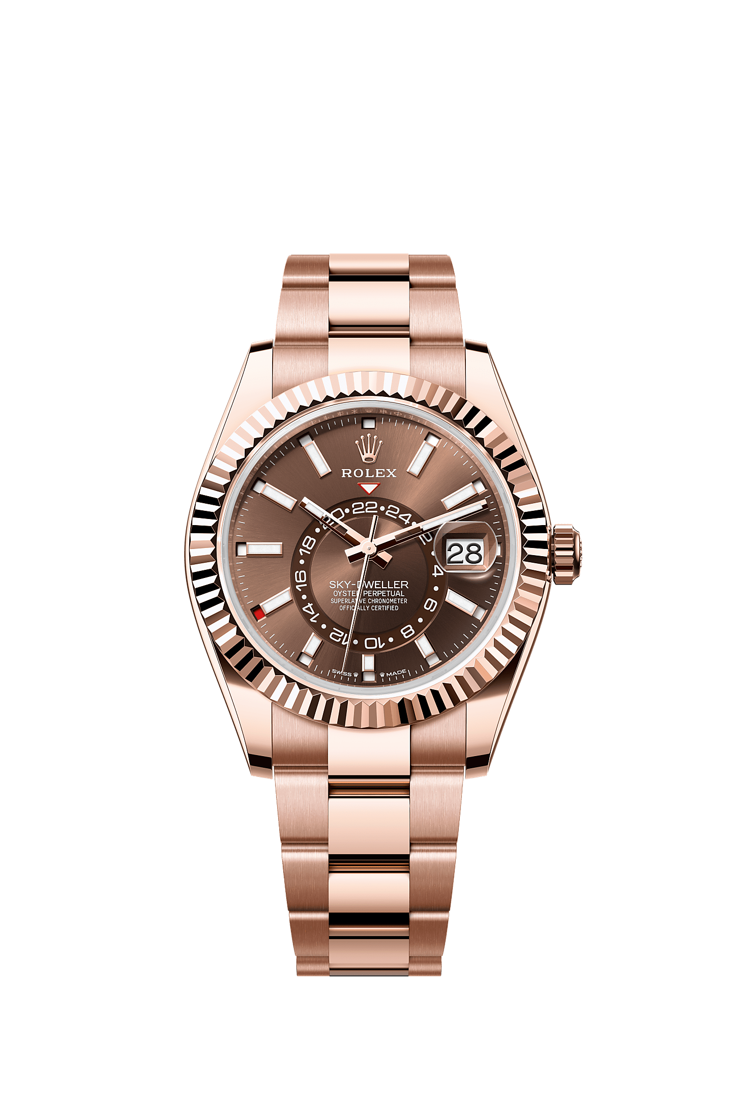 Sky-Dweller, Oyster, 42 mm, Everose gold, Dial : Chocolate, Rolex