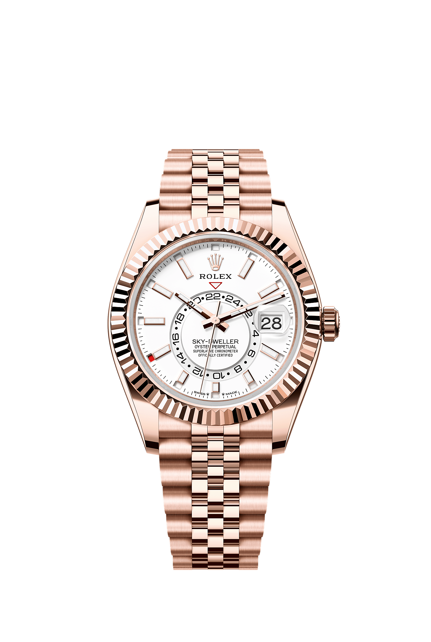 Sky-Dweller, Oyster, 42 mm, Everose gold, Dial : Intense white, Rolex