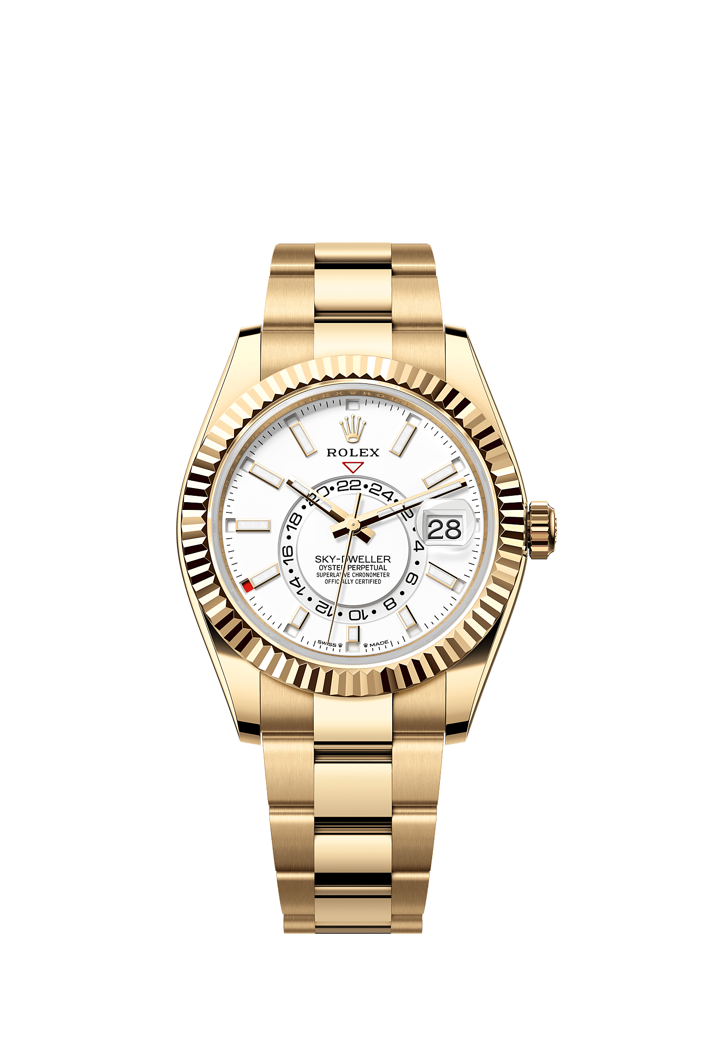 Sky-Dweller, Oyster, 42 mm, yellow gold, Dial : Intense white, Rolex