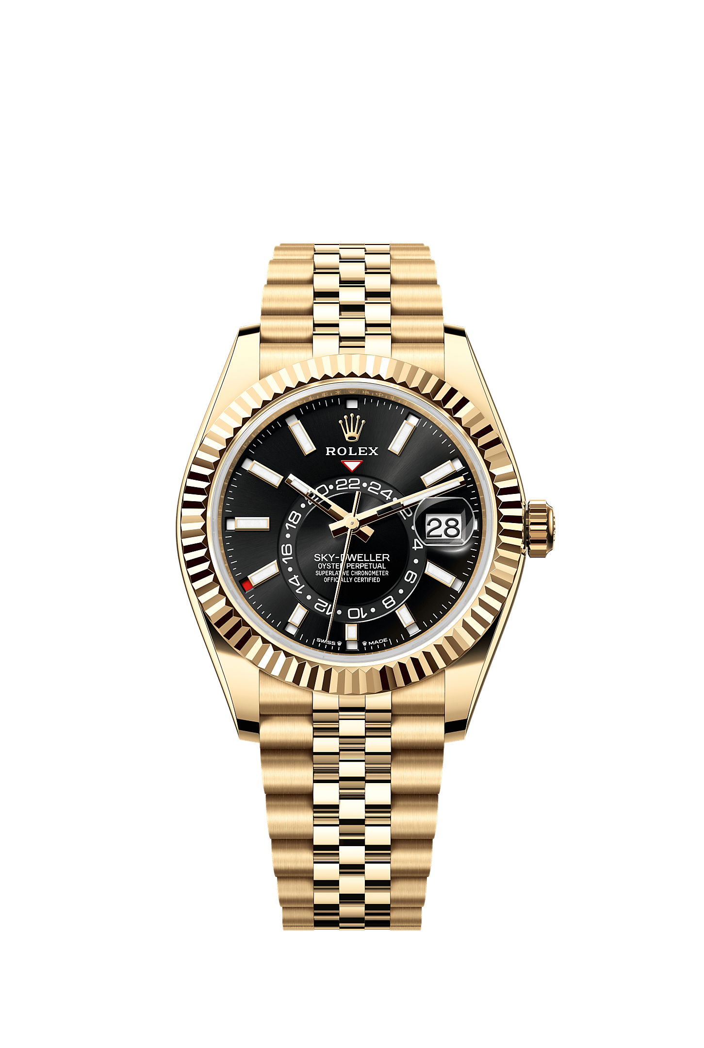 Sky-Dweller, Oyster, 42 mm, yellow gold, Dial : Bright black, Rolex