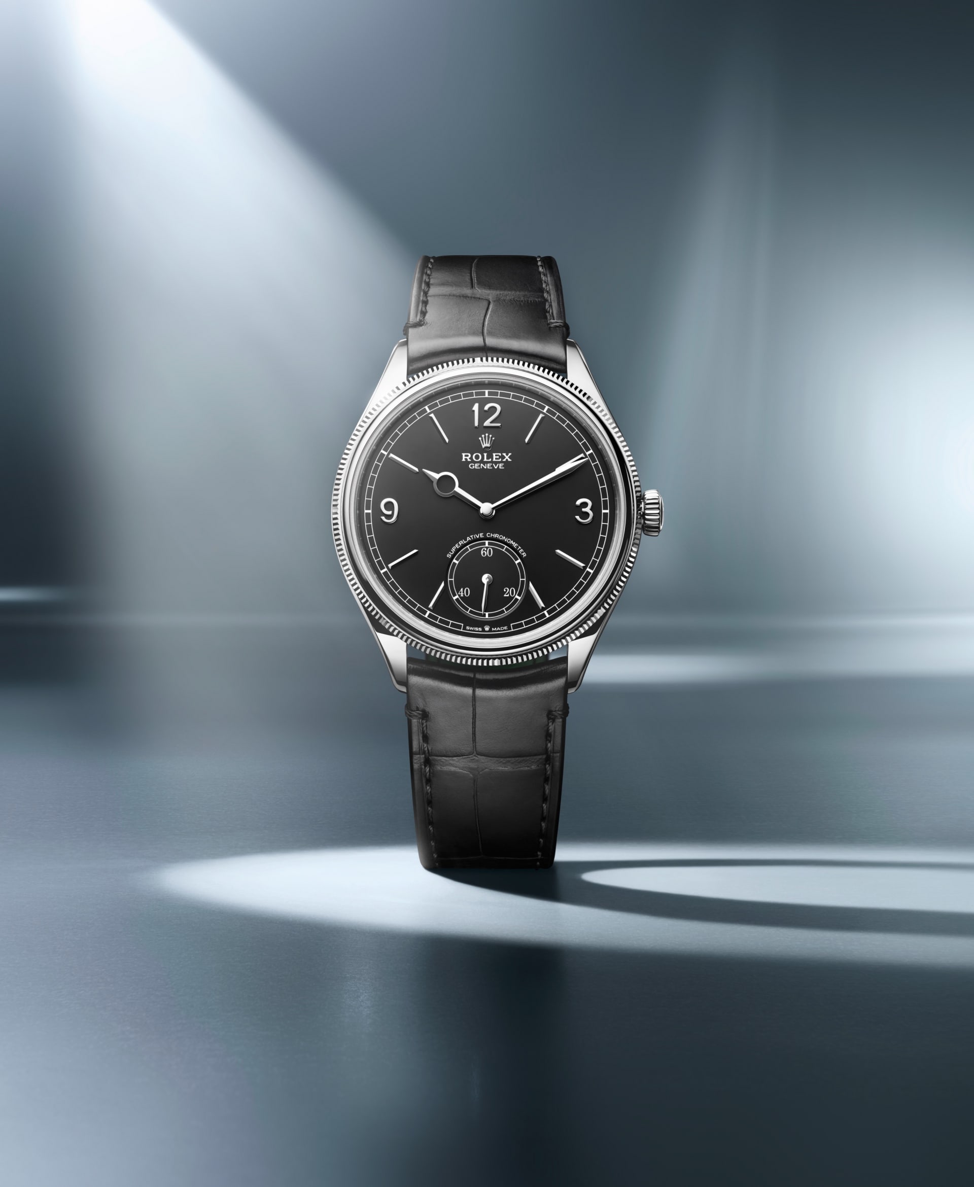 白色黄金及黑色表盘