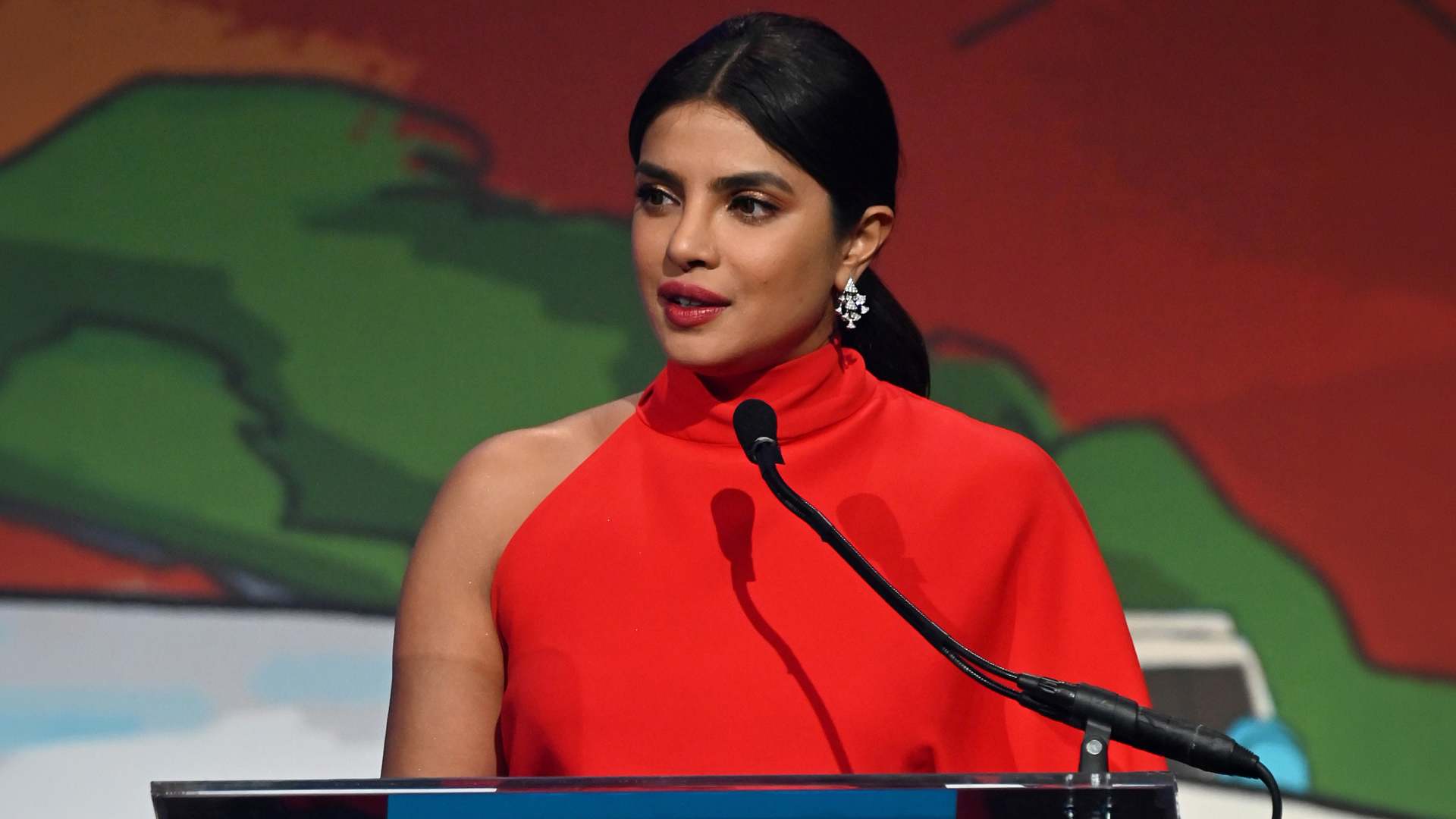 Priyanka dazzles in a vibrant red dress