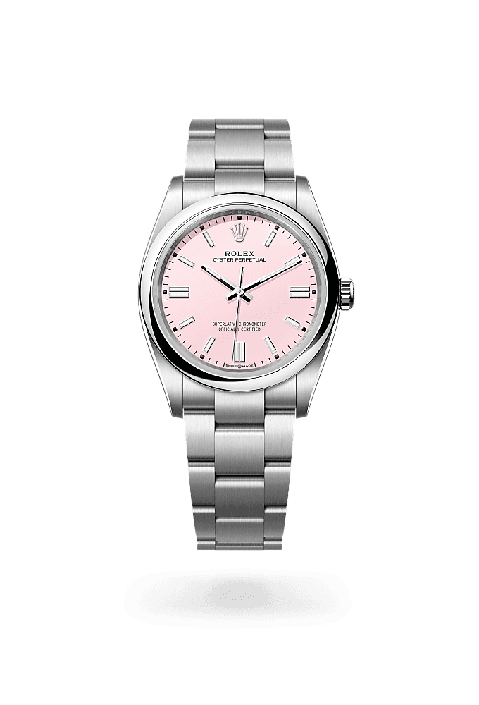 Oyster Perpetual 36, Oyster, 36 mm, Oystersteel, Dial : Candy pink, Rolex