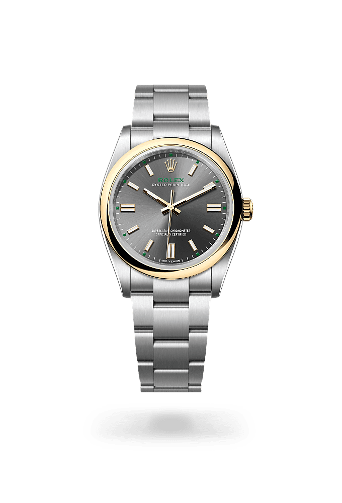 Oyster Perpetual 36, Oyster, 36 mm, Oystersteel and yellow gold, Dial : Slate, Rolex