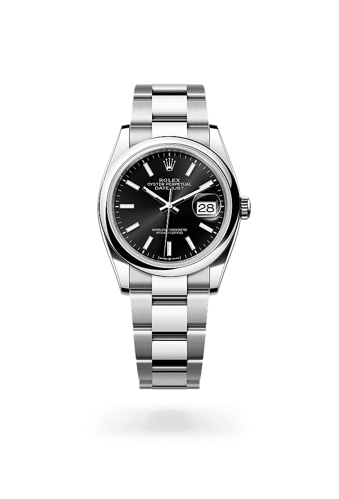 Datejust 36, Oyster, 36 mm, Oystersteel, Dial : Bright black, Rolex