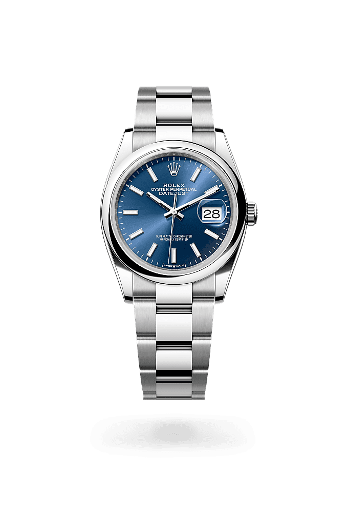 日志型 36, 蚝式,36毫米,蚝式钢, 表盘 : 亮蓝色, Rolex