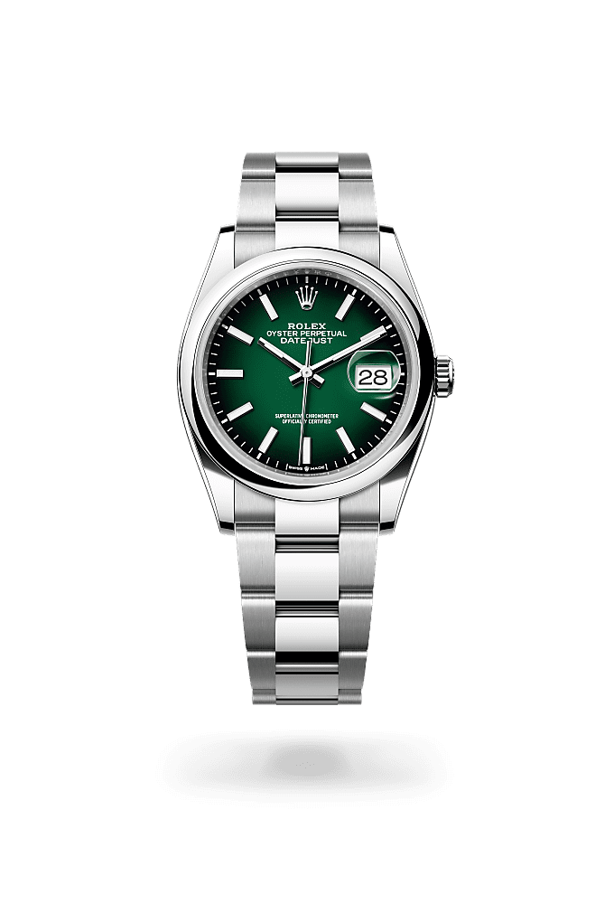 日志型 36, 蚝式，36毫米，蚝式钢, 表盘 : 渐变绿色, Rolex