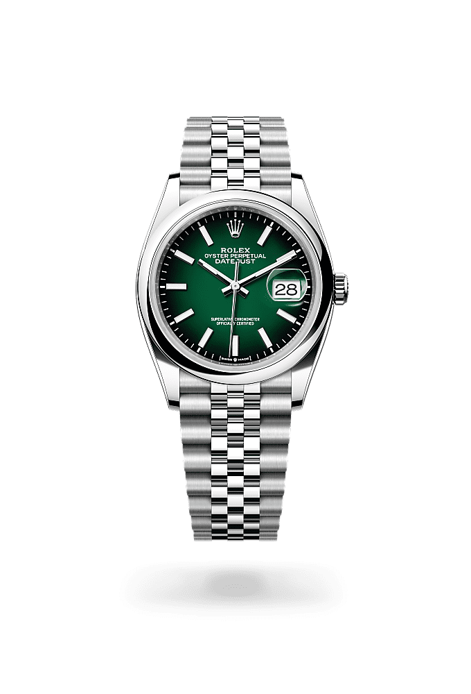 日志型 36, 蚝式，36毫米，蚝式钢, 表盘 : 渐变绿色, Rolex