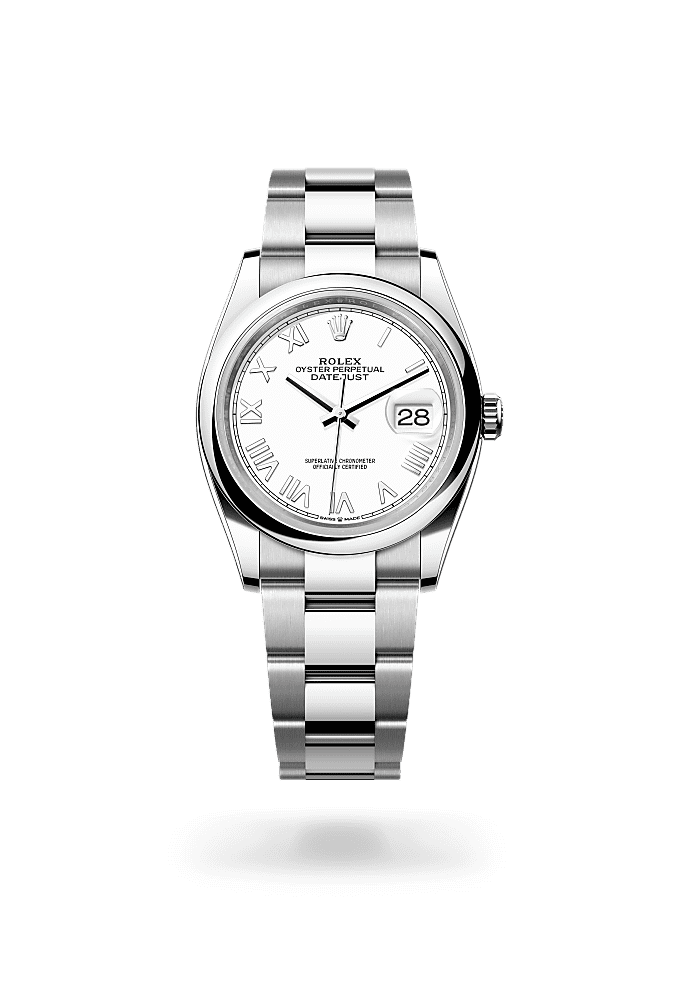 日志型 36, 蚝式，36毫米，蚝式钢, 表盘 : 白色, Rolex