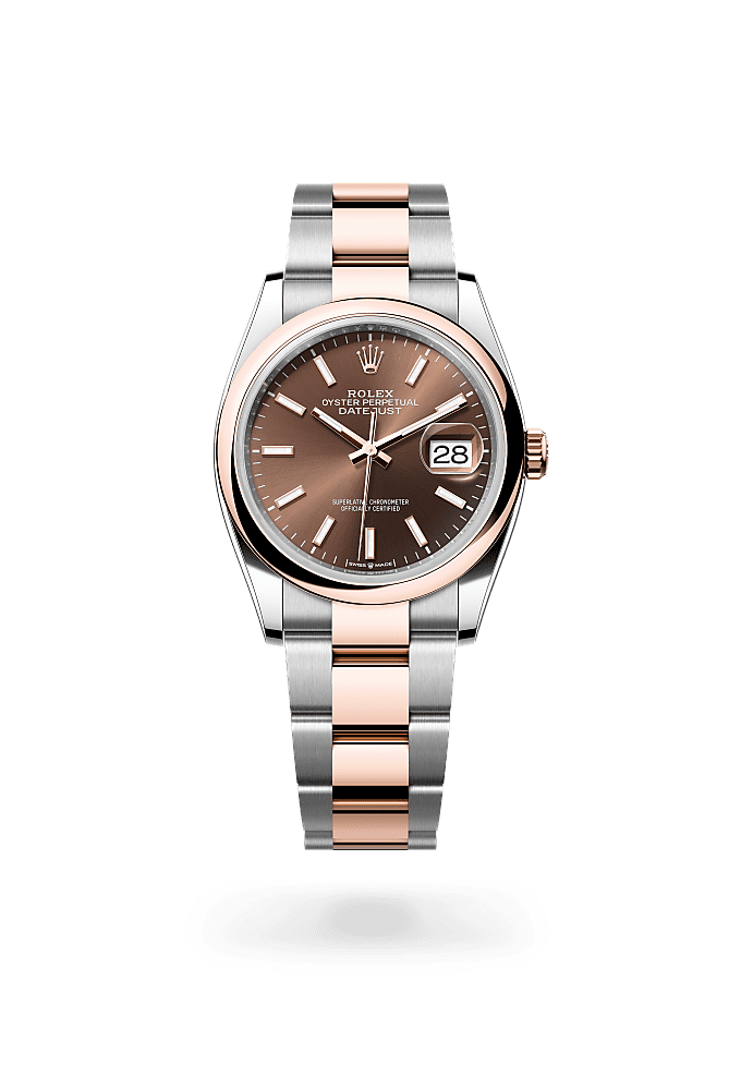 日志型 36, 蚝式,36毫米,永恒玫瑰金及蚝式钢, 表盘 : 巧克力色, Rolex
