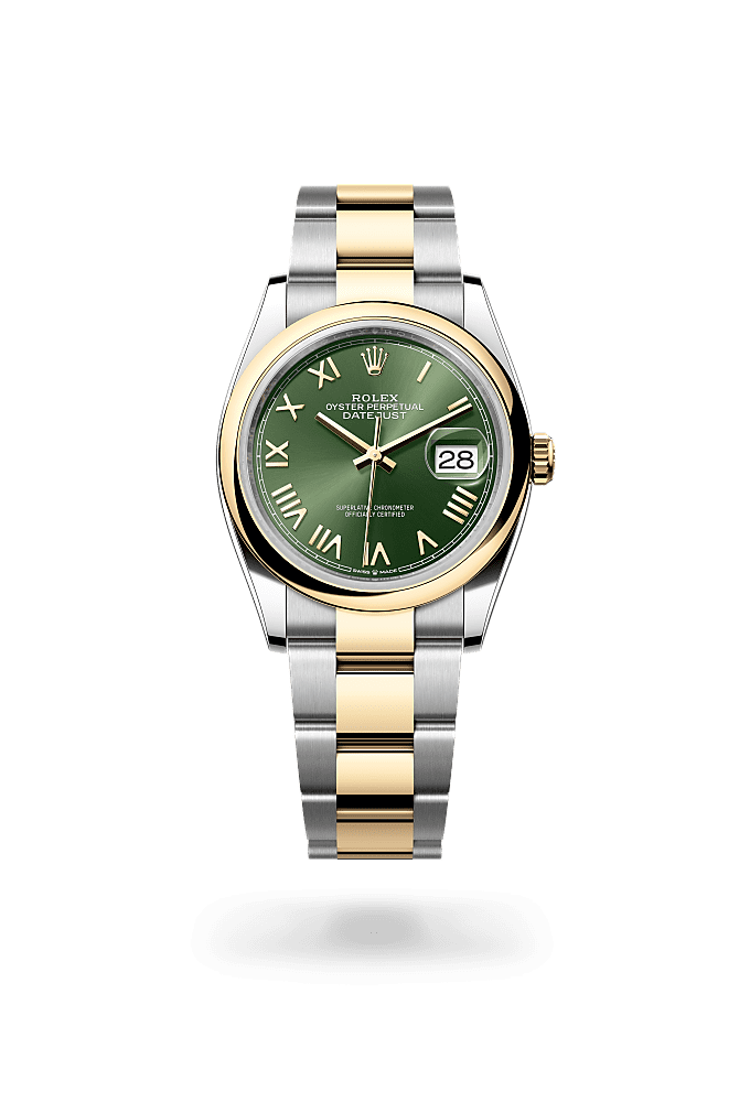 日志型 36, 蚝式,36毫米,黄金及蚝式钢, 表盘 : 橄榄绿色, Rolex