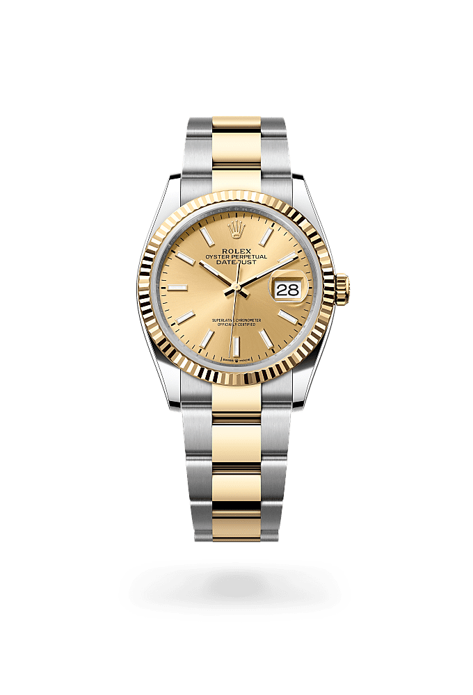 日志型 36, 蚝式,36毫米,黄金及蚝式钢, 表盘 : 香槟色, Rolex