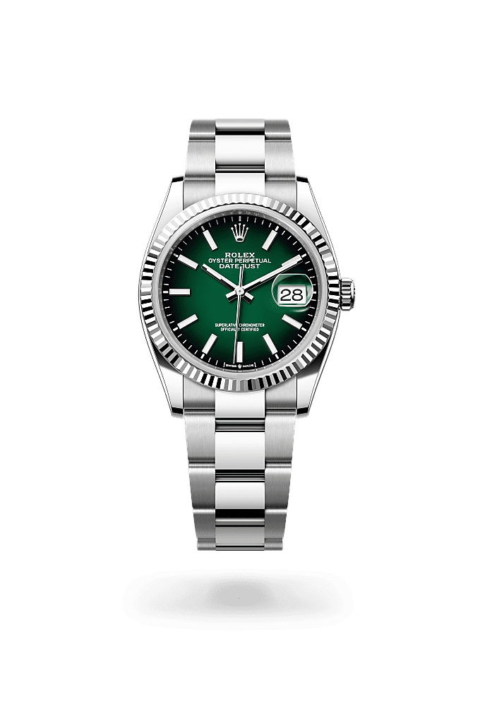 日志型 36, 蚝式,36毫米,白色黄金及蚝式钢, 表盘 : 渐变绿色, Rolex