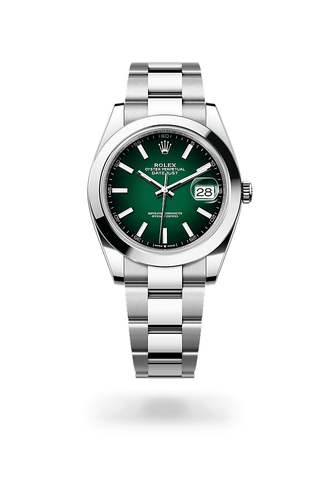 日志型 41, 蚝式，41毫米，蚝式钢, 表盘 : 渐变绿色, Rolex