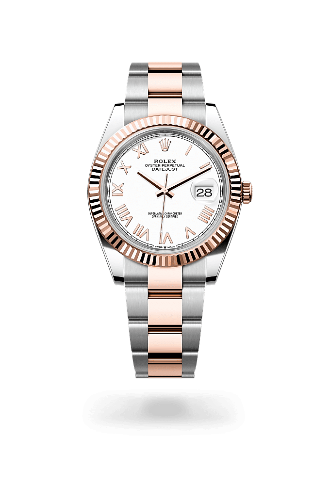 日志型 41, 蚝式，41毫米，永恒玫瑰金及蚝式钢, 表盘 : 白色, Rolex