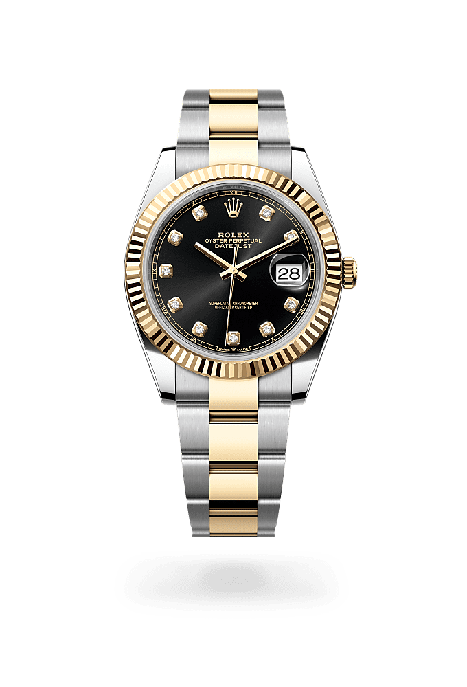 Datejust 41, Oyster, 41 mm, Oystersteel and yellow gold, Dial : Bright black set with diamonds, Rolex