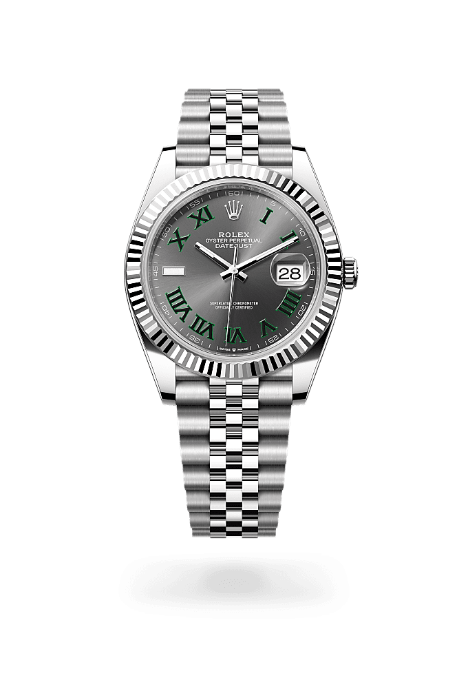 日志型 41, 蚝式，41毫米，白色黄金及蚝式钢, 表盘 : 石板灰色, Rolex