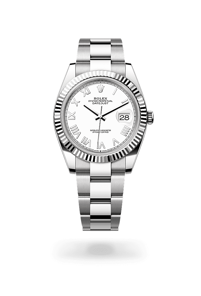 日志型 41, 蚝式,41毫米,白色黄金及蚝式钢, 表盘 : 白色, Rolex