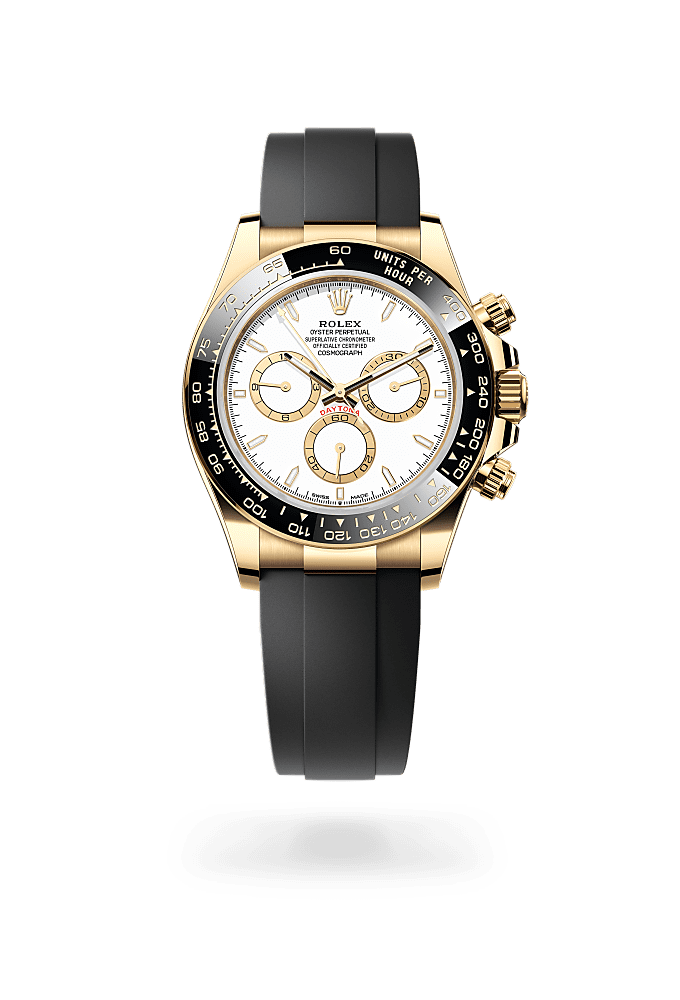 宇宙计型迪通拿, 蚝式，40毫米，黄金, 表盘 : 白色，金色计时盘外圈, Rolex