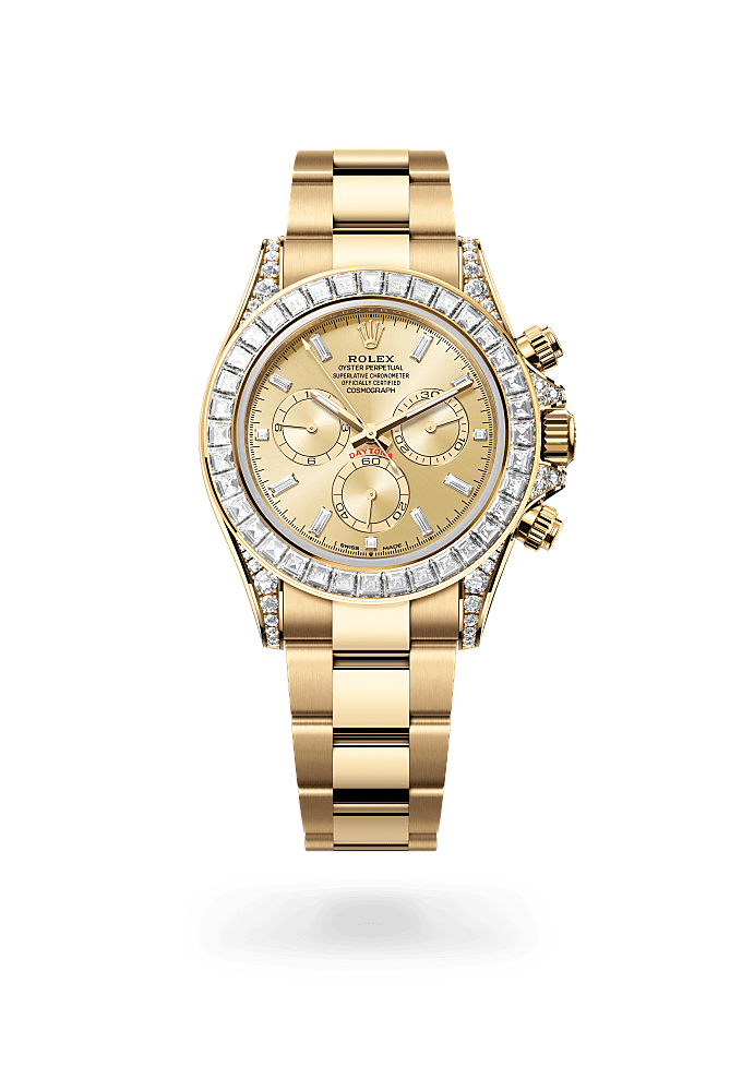 宇宙计型迪通拿, 蚝式，40毫米，钻石及黄金, 表盘 : 金色，镶钻石, Rolex