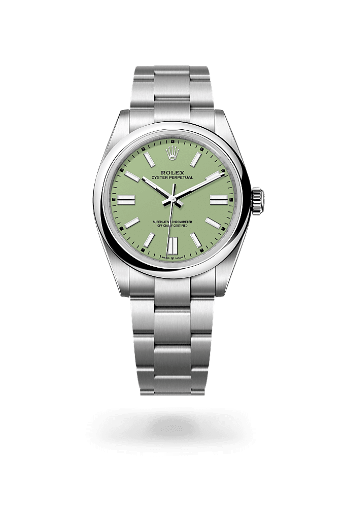Oyster Perpetual 41, Oyster, 41 mm, Oystersteel, Dial : Pistachio, Rolex