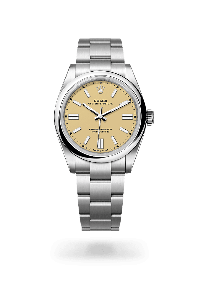 Oyster Perpetual 41, Oyster, 41 mm, Oystersteel, Dial : Beige, Rolex