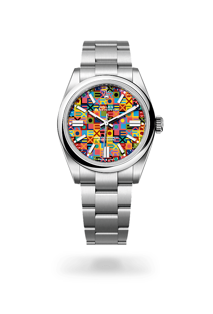 Oyster Perpetual 41, Oyster, 41 mm, Oystersteel, Dial : Multicoloured, Jubilee motif, Rolex