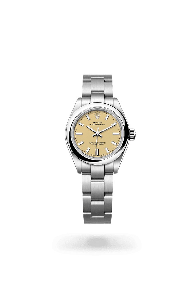 Oyster Perpetual 28, Oyster, 28 mm, Oystersteel, Dial : Beige, Rolex