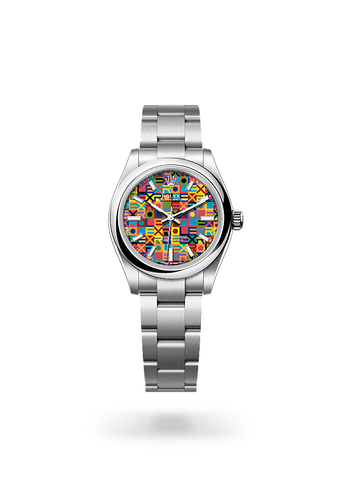 Oyster Perpetual 31, Oyster, 31 mm, Oystersteel, Dial : Multicoloured, Jubilee motif, Rolex