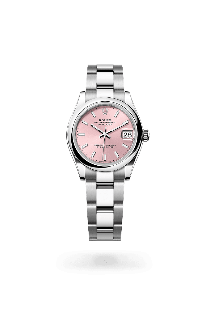 日志型 31, 蚝式，31毫米，蚝式钢, 表盘 : 粉红色, Rolex