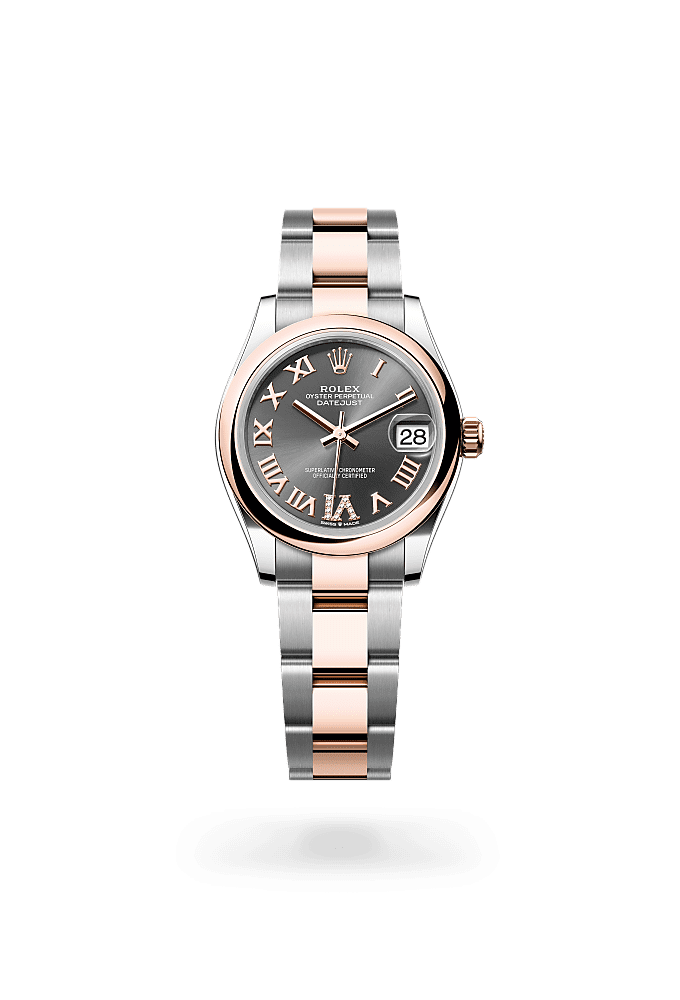 Datejust 31, Oyster, 31 mm, Oystersteel and Everose gold, Dial : Slate set with diamonds, Rolex
