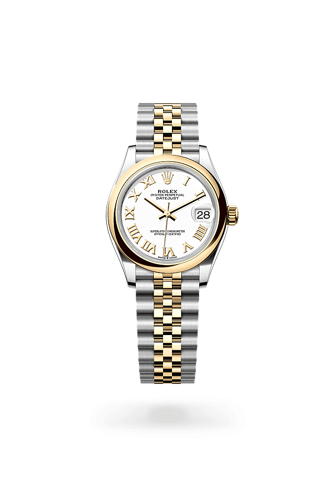 日志型 31, 蚝式，31毫米，黄金及蚝式钢, 表盘 : 白色, Rolex