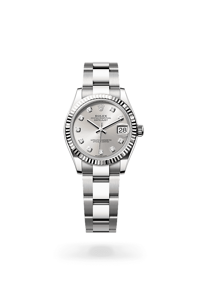 日志型 31, 蚝式,31毫米,白色黄金及蚝式钢, 表盘 : 银色,镶钻石, Rolex