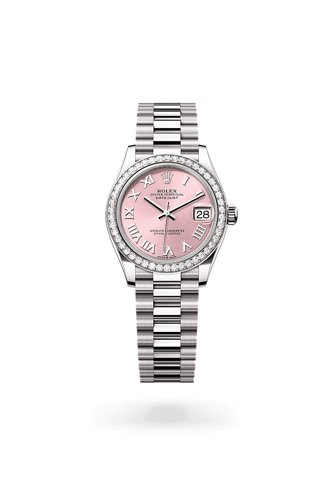 日志型 31, 蚝式，31毫米，钻石及白色黄金, 表盘 : 粉红色, Rolex
