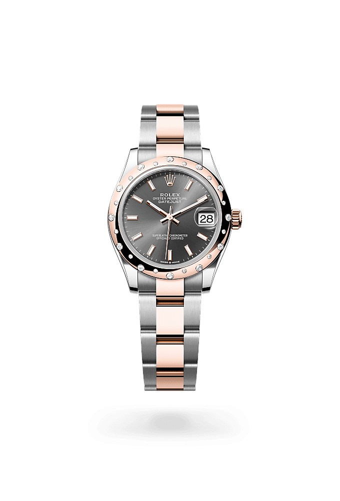 Datejust 31, Oyster, 31 mm, Oystersteel, Everose gold and diamonds, Dial : Slate, Rolex