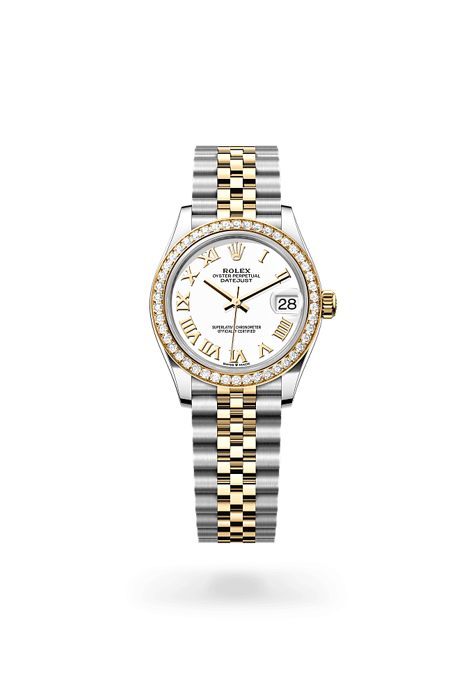 Datejust 31, Oyster, 31 mm, Oystersteel, yellow gold and diamonds, Dial : White, Rolex